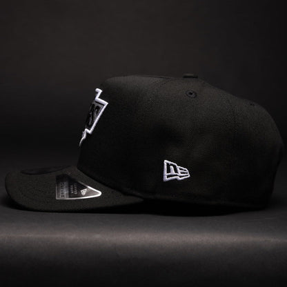 NEW ERA 9FIFTY A-FRAME BLACK LOS ANGELES KINGS SNAPBACK W/ 25TH ANNIVERSARY SIDE PATCH