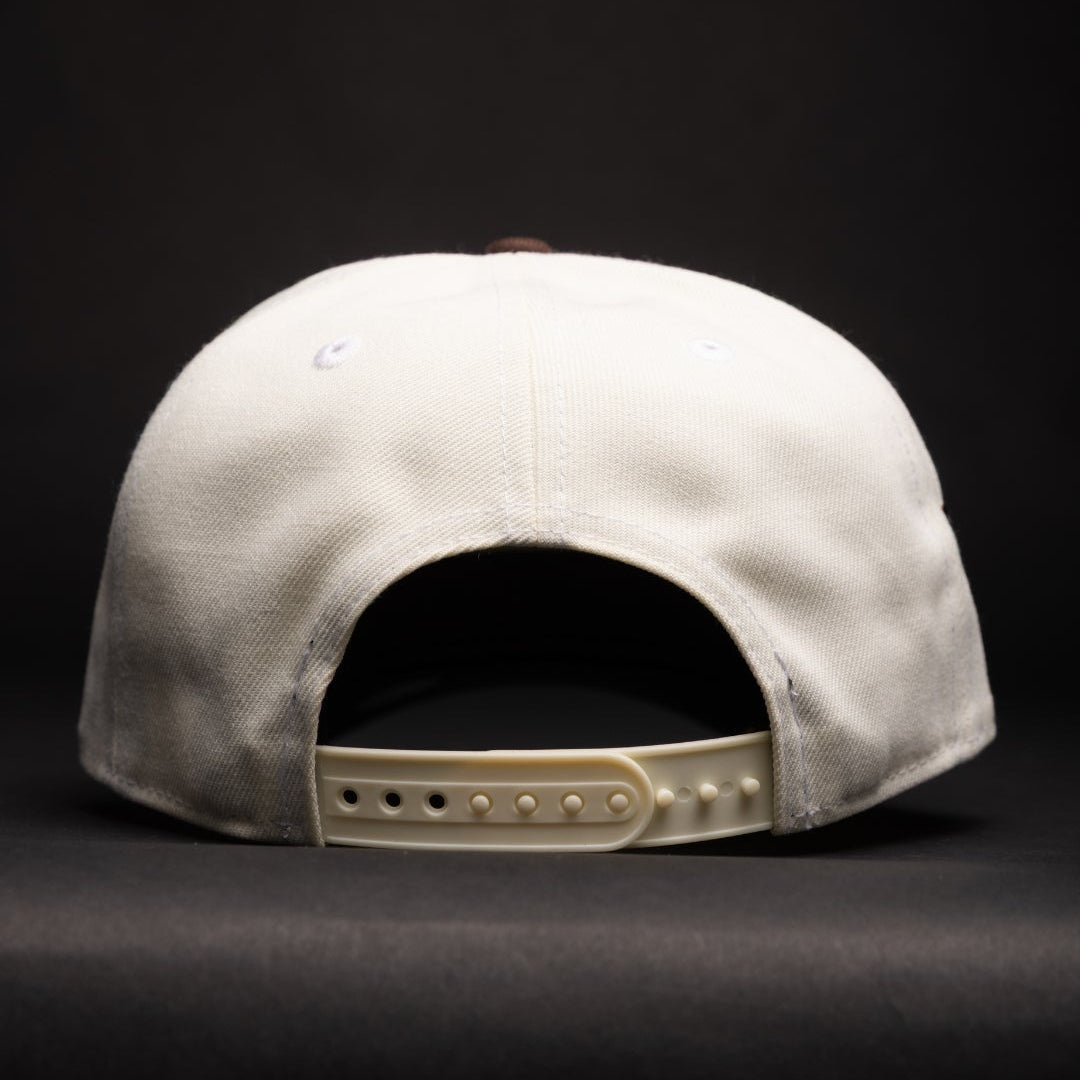 NEW ERA 9FIFTY A-FRAME CHROME/BROWN LOS ANGELES DODGERS W/ 75TH WORLD SERIES SIDE PATCH