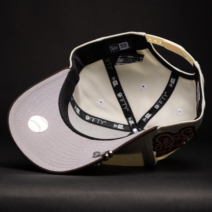NEW ERA 9FIFTY A-FRAME CHROME/BROWN LOS ANGELES DODGERS W/ 75TH WORLD SERIES SIDE PATCH