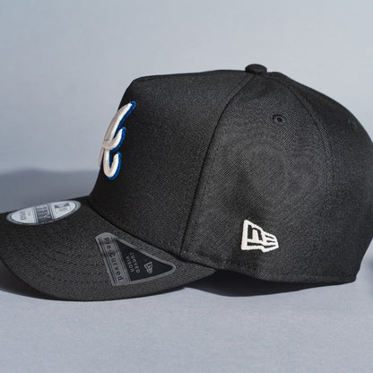 NEW ERA 9FIFTY A-FRAME BLACK ATLANTA BRAVES SNAPBACK W/ 150TH ANNIVERSARY SIDE PATCH