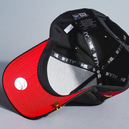 NEW ERA 9FIFTY A-FRAME BLACK LOS ANGELES DODGERS SNAPBACK W/ OUTLINE + WORLD SERIES CHAMPIONS SIDE PATCH