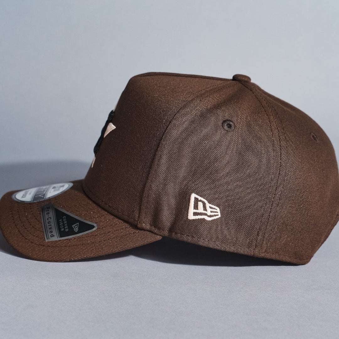 NEW ERA 9FIFTY A-FRAME BROWN HOUSTON ASTROS SNAPBACK W/ 45TH ANNIVERSARY SIDE PATCH