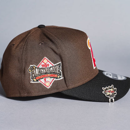 NEW ERA 9FIFTY A-FRAME BROWN/BLACK ANAHEIM ANGELS SNAPBACK W/ 1989 ALL STAR GAME SIDE PATCH