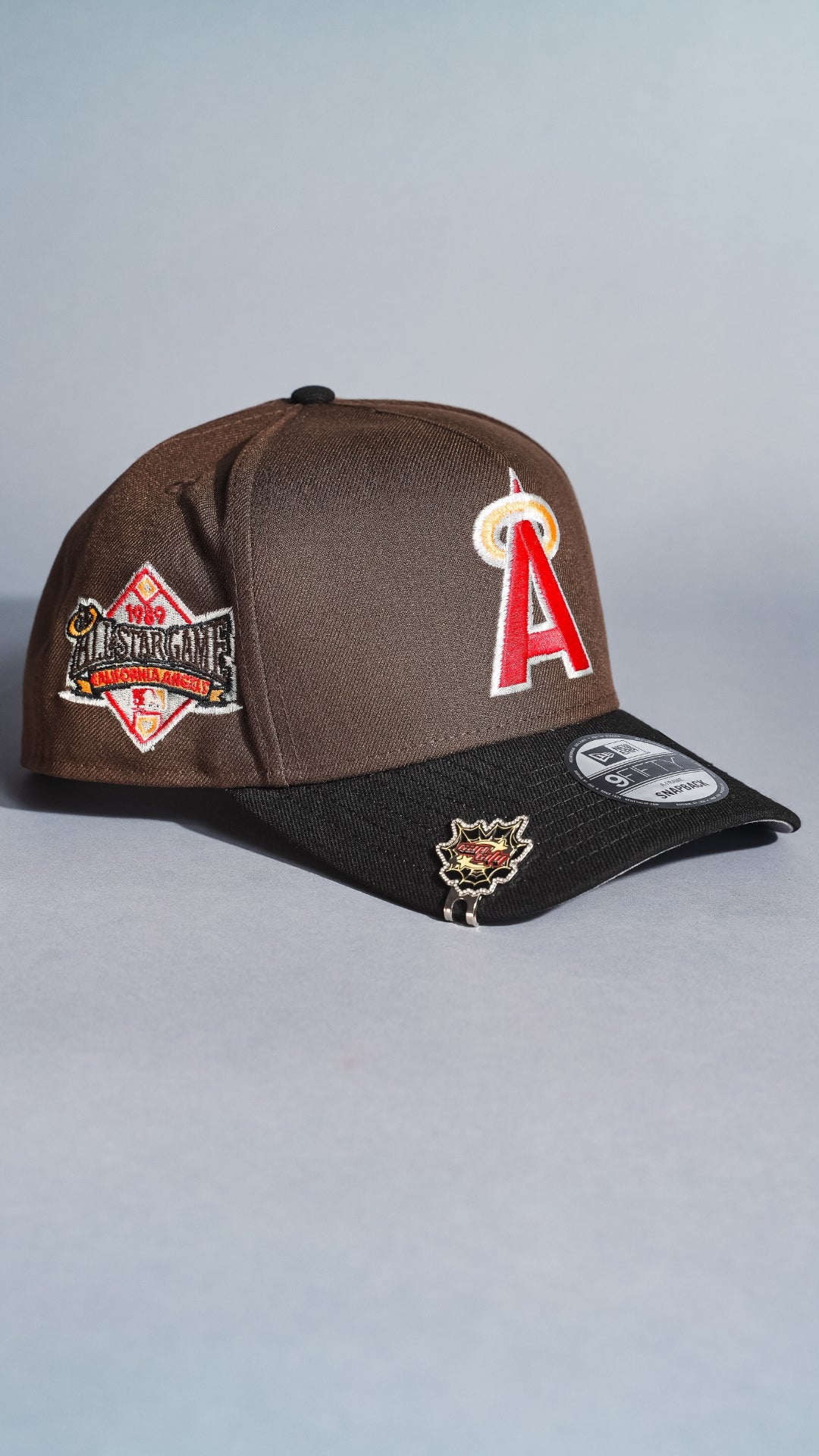 NEW ERA 9FIFTY A-FRAME BROWN/BLACK ANAHEIM ANGELS SNAPBACK W/ 1989 ALL STAR GAME SIDE PATCH