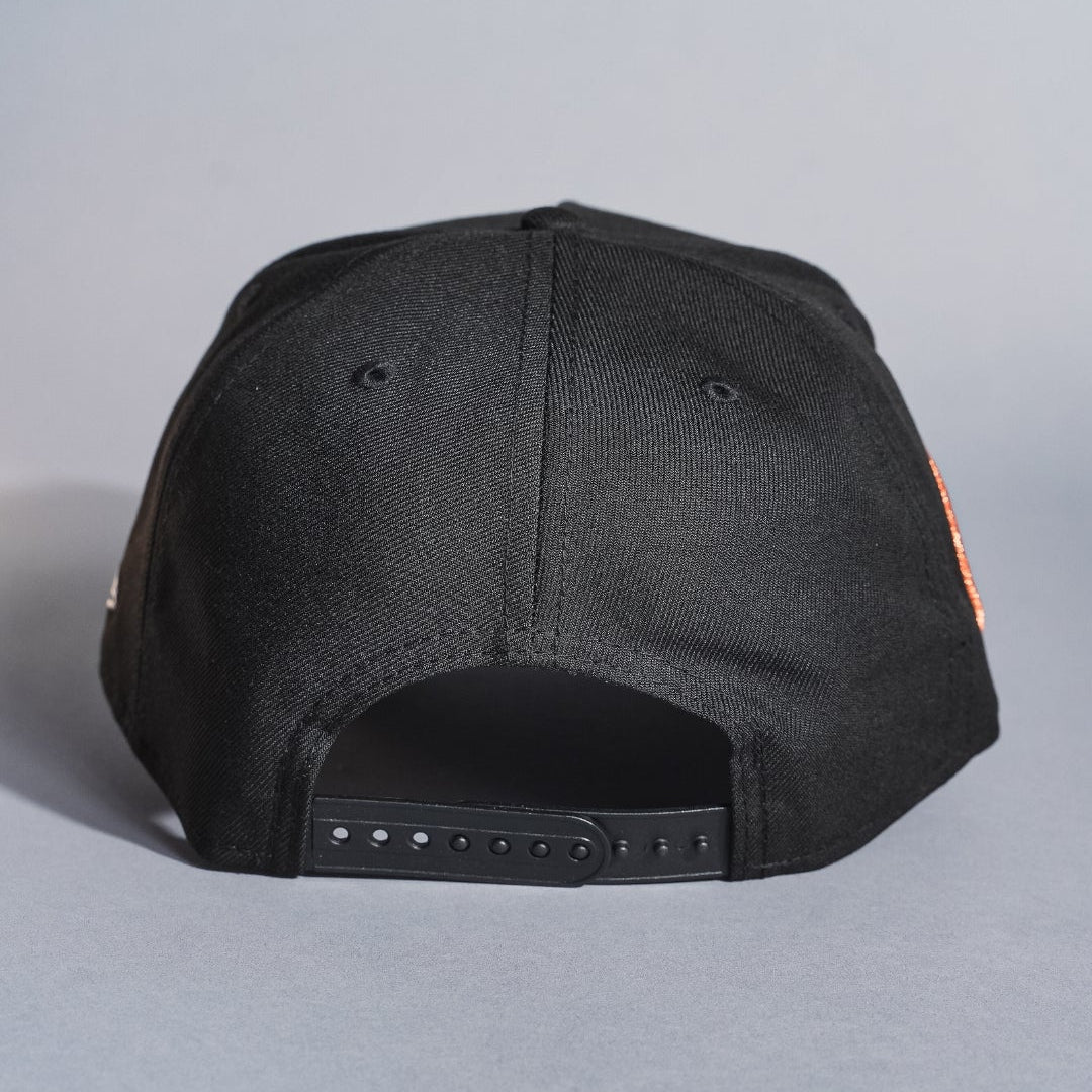 NEW ERA 9FIFTY A-FRAME BLACK MINNESOTA TWINS SNAPBACK W/ 50TH ANNIVERSARY SIDE PATCH