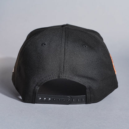 NEW ERA 9FIFTY A-FRAME BLACK MINNESOTA TWINS SNAPBACK W/ 50TH ANNIVERSARY SIDE PATCH