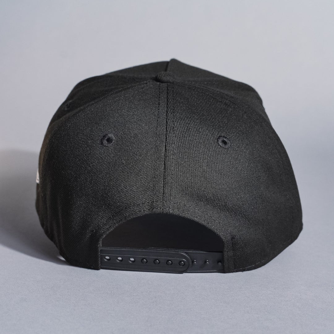 NEW ERA 9FIFTY A-FRAME BLACK ANAHEIM ANGELS SNAPBACK W/ 50TH ANNIVERSARY SIDE PATCH