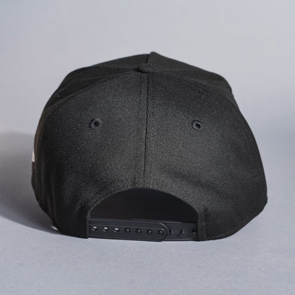 NEW ERA 9FIFTY A-FRAME BLACK ANAHEIM ANGELS SNAPBACK W/ 50TH ANNIVERSARY SIDE PATCH