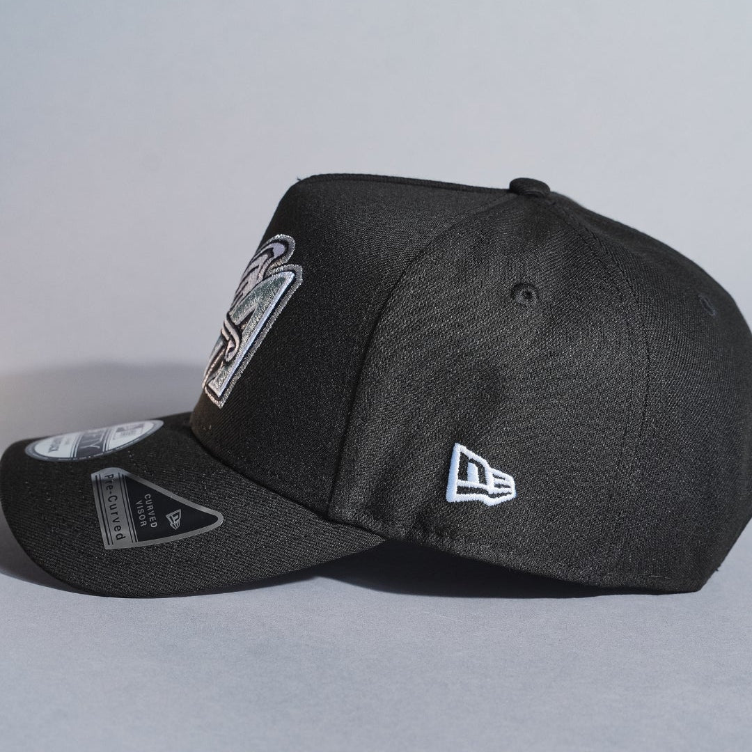 NEW ERA 9FIFTY A-FRAME BLACK ANAHEIM ANGELS SNAPBACK W/ 50TH ANNIVERSARY SIDE PATCH