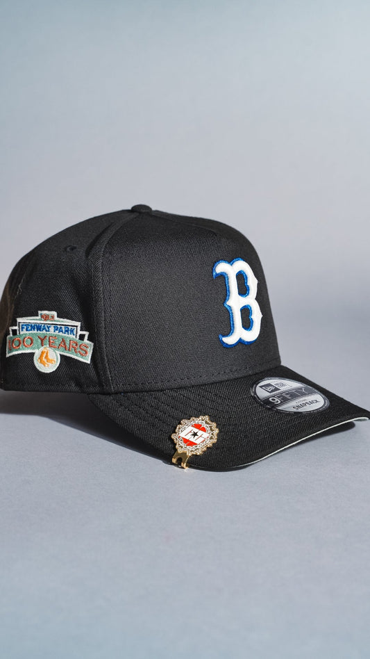 NEW ERA 9FIFTY A-FRAME BLACK BOSTON RED SOX SNAPBACK W/ 100TH ANNIVERSARY SIDE PATCH