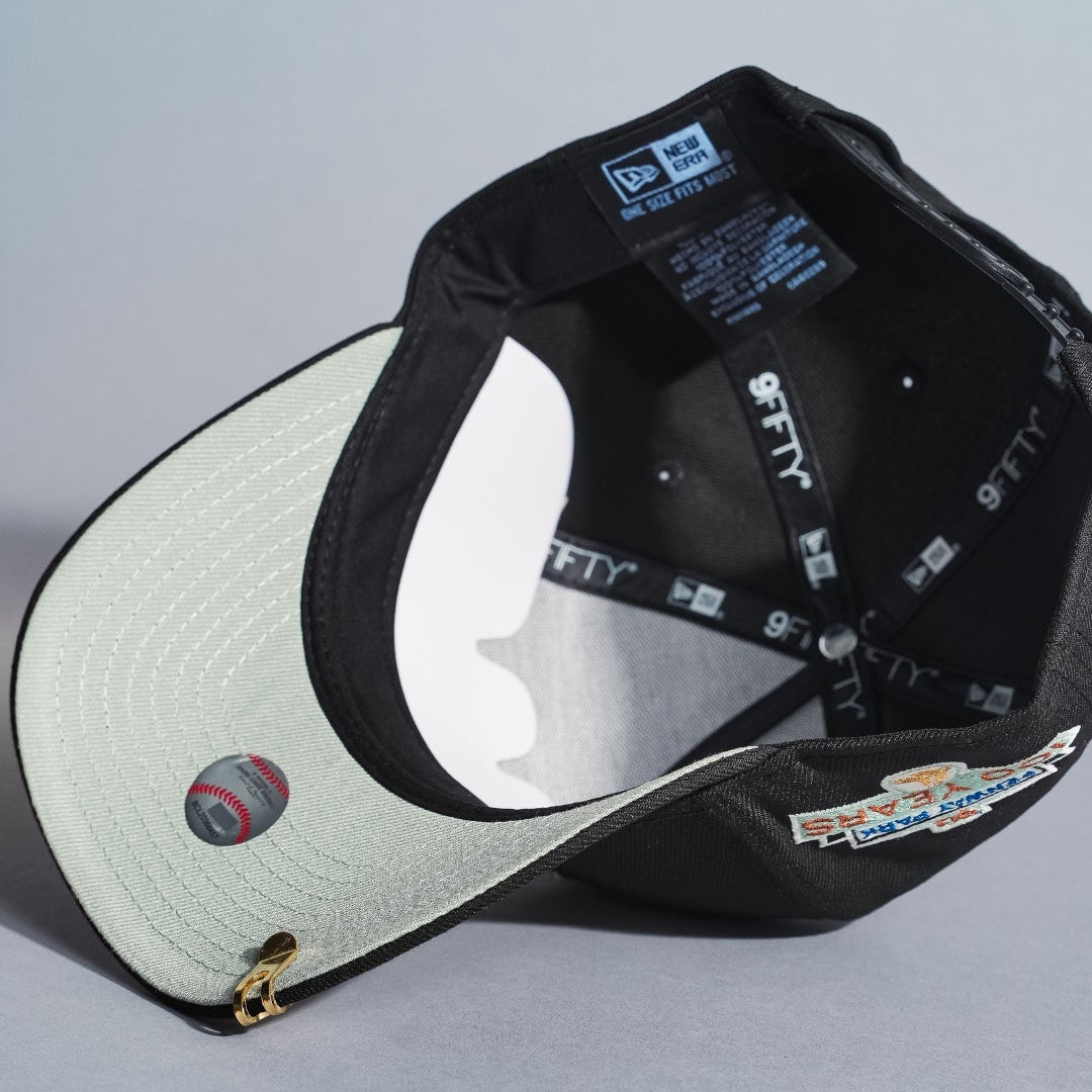 NEW ERA 9FIFTY A-FRAME BLACK BOSTON RED SOX SNAPBACK W/ 100TH ANNIVERSARY SIDE PATCH