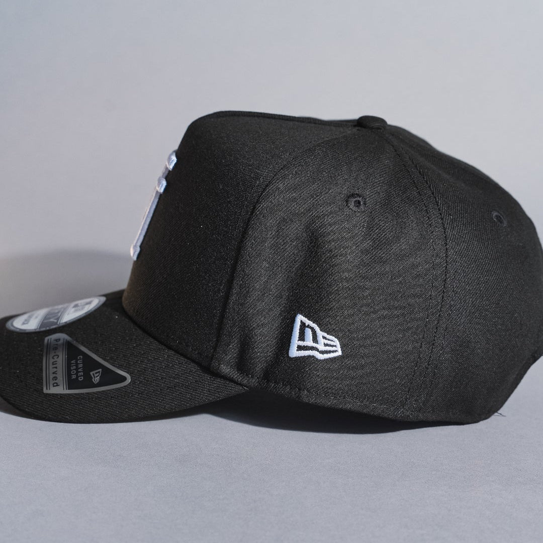 NEW ERA 9FIFTY A-FRAME BLACK UPSIDE DOWN LOS ANGELES DODGERS SNAPBACK W/ 40TH ANNIVERSARY SIDE PATCH