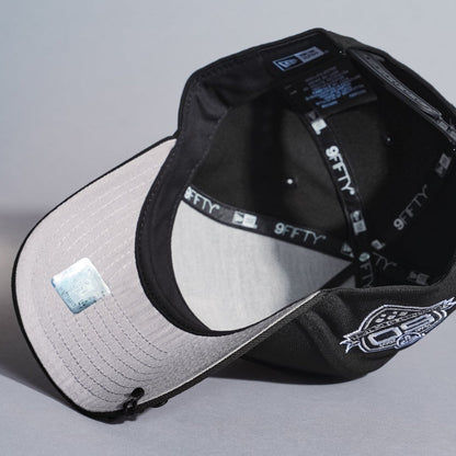 NEW ERA 9FIFTY A-FRAME BLACKED OUT LAS VEGAS RAIDERS SNAPBACK W/ 50TH ANNIVERSARY SIDE PATCH