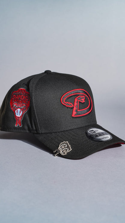 NEW ERA 9FIFTY A-FRAME BLACK ARIZONA DIAMONDBACKS SNAPBACK W/ OUTLINE + 1998 INAUGURAL SEASON SIDE PATCH