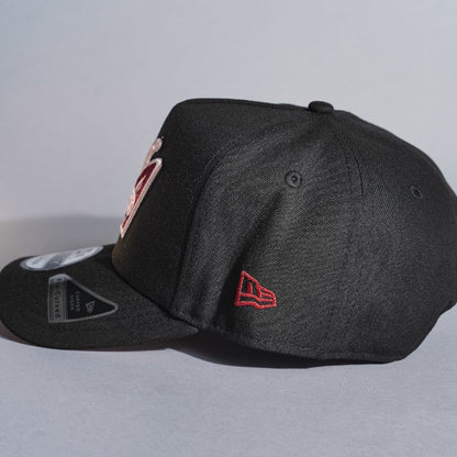 NEW ERA 9FIFTY A-FRAME BLACK ANAHEIM ANGELS SNAPBACK W/ 50TH ANNIVERSARY SIDE PATCH