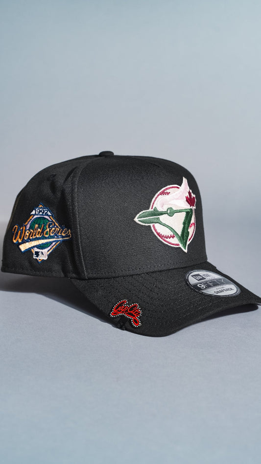 NEW ERA 9FIFTY A-FRAME BLACK TORONTO BLUE JAYS SNAPBACK W/ 1992 WORLD SERIES SIDE PATCH