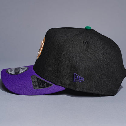 NEW ERA 9FIFTY A-FRAME BLACK/PURPLE CHICAGO CUBS SNAPBACK W/ TOKYO SERIES SIDE PATCH