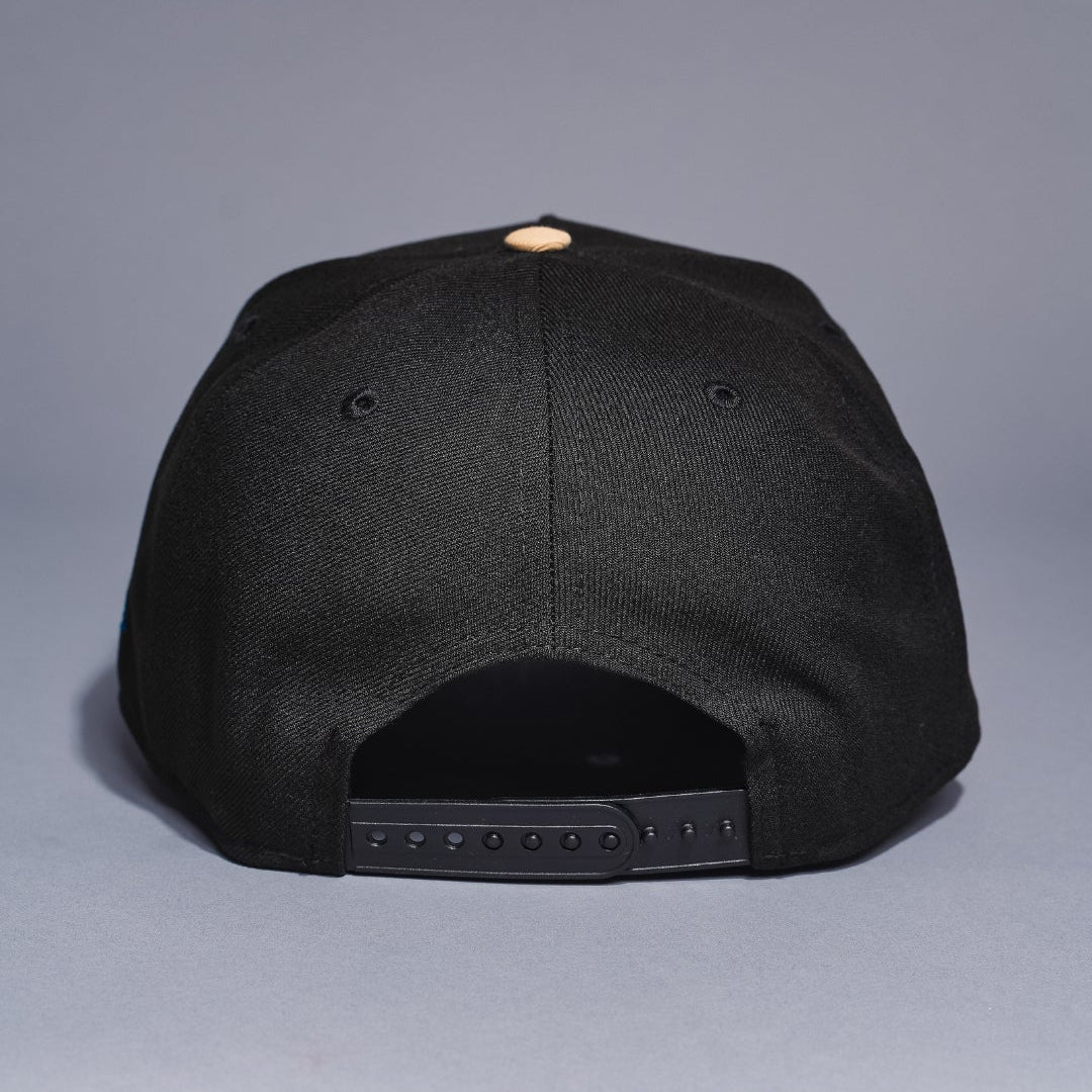 NEW ERA 9FIFTY A-FRAME BLACK/BLUE SEATTLE MARINERS SNAPBACK W/ ANNIVERSARY SIDE PATCH