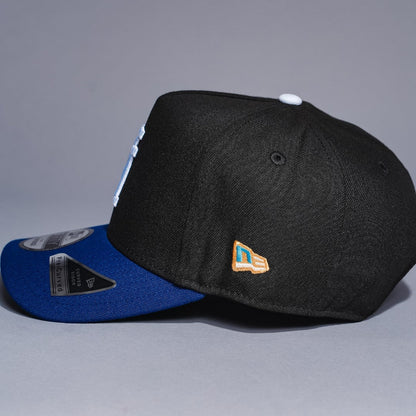 NEW ERA 9FIFTY A-FRAME BLACK/BLUE UPSIDE DOWN LOS ANGELES DODGERS SNAPBACK W/ DODGER STADIUM SIDE PATCH
