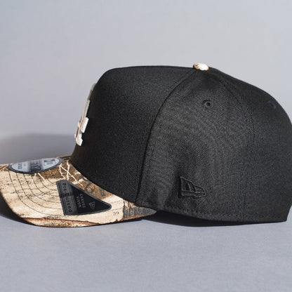 NEW ERA 9FIFTY A-FRAME BLACK/REALTREE LOS ANGELES DODGERS SNAPBACK W/ 40TH ANNIVERSARY SIDE PATCH
