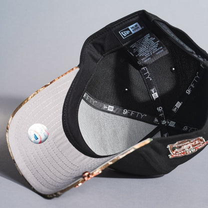 NEW ERA 9FIFTY A-FRAME BLACK/REALTREE LOS ANGELES DODGERS SNAPBACK W/ 40TH ANNIVERSARY SIDE PATCH
