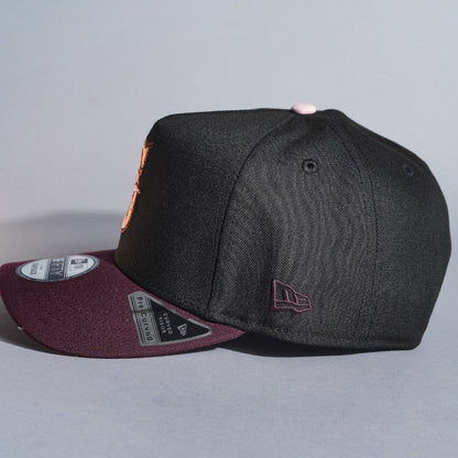 NEW ERA 9FIFTY A-FRAME BLACK/BURGUNDY SEATTLE MARINERS SNAPBACK W/ ANNIVERSARY SIDE PATCH