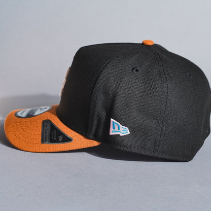 NEW ERA 9FIFTY A-FRAME BLACK/KHAKI LOS ANGELES DODGERS SNAPBACK W/ 50TH ANNIVERSARY SIDE PATCH