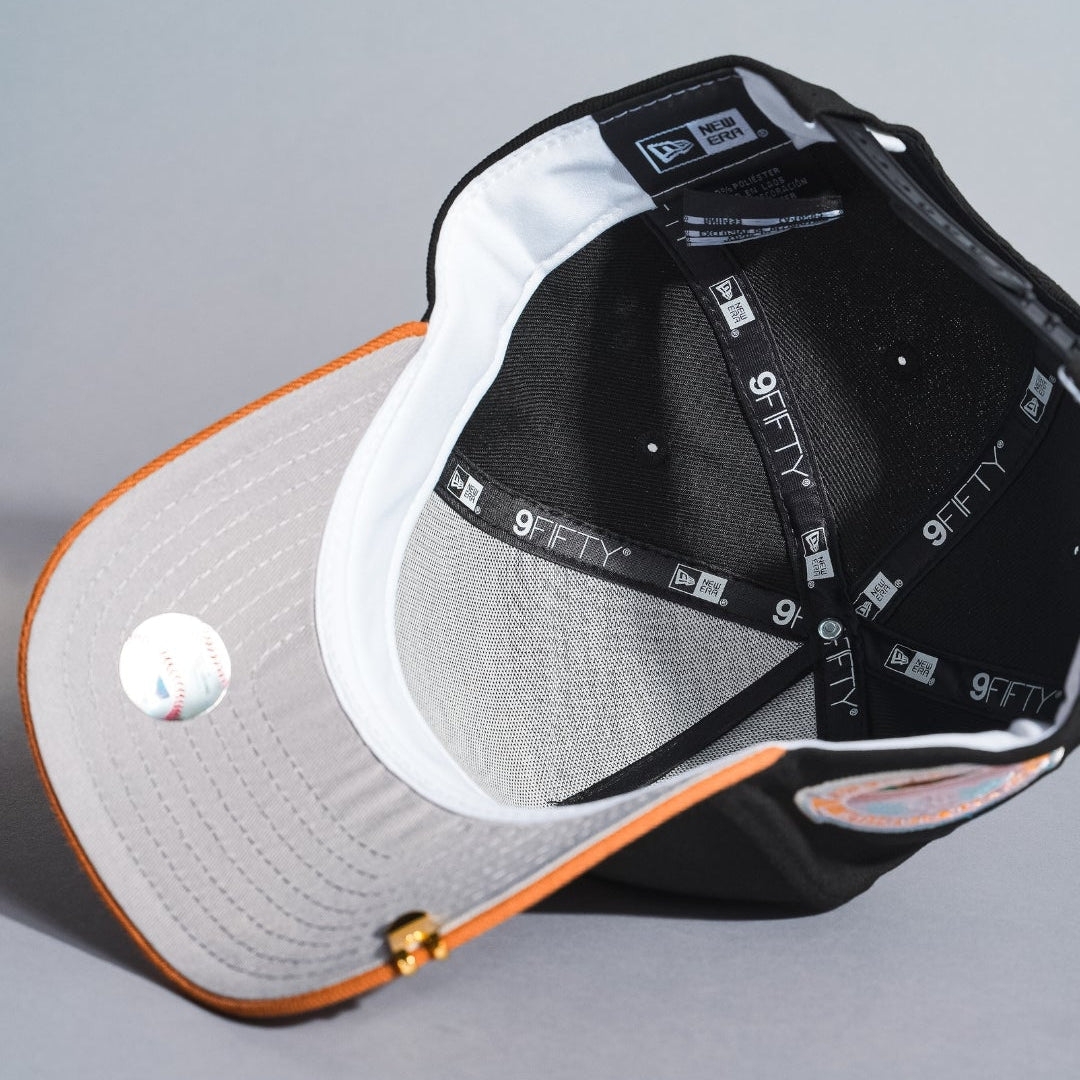 NEW ERA 9FIFTY A-FRAME BLACK/KHAKI LOS ANGELES DODGERS SNAPBACK W/ 50TH ANNIVERSARY SIDE PATCH