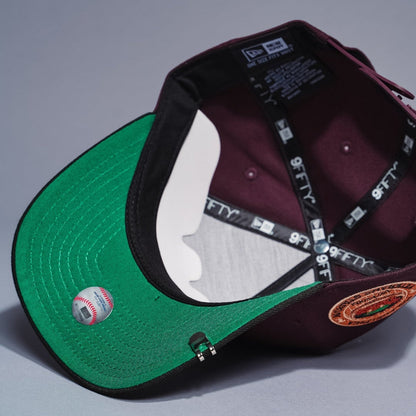 NEW ERA 9FIFTY A-FRAME BURGUNDY/BLACK PHILADELPHIA PHILLIES SNAPBACK W/ THREE RIVERS STADIUM SIDE PATCH