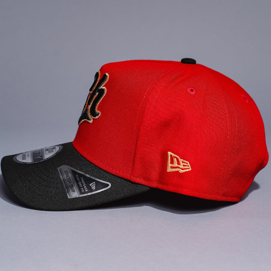NEW ERA 9FIFTY A-FRAME DARK RED/BLACK CHARROS DE JALISCO SNAPBACK W/ MEXICO FLAG SIDE PATCH