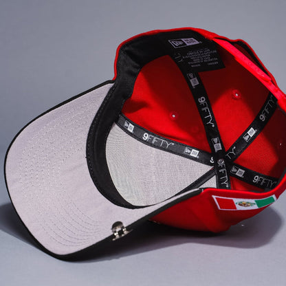 NEW ERA 9FIFTY A-FRAME DARK RED/BLACK CHARROS DE JALISCO SNAPBACK W/ MEXICO FLAG SIDE PATCH