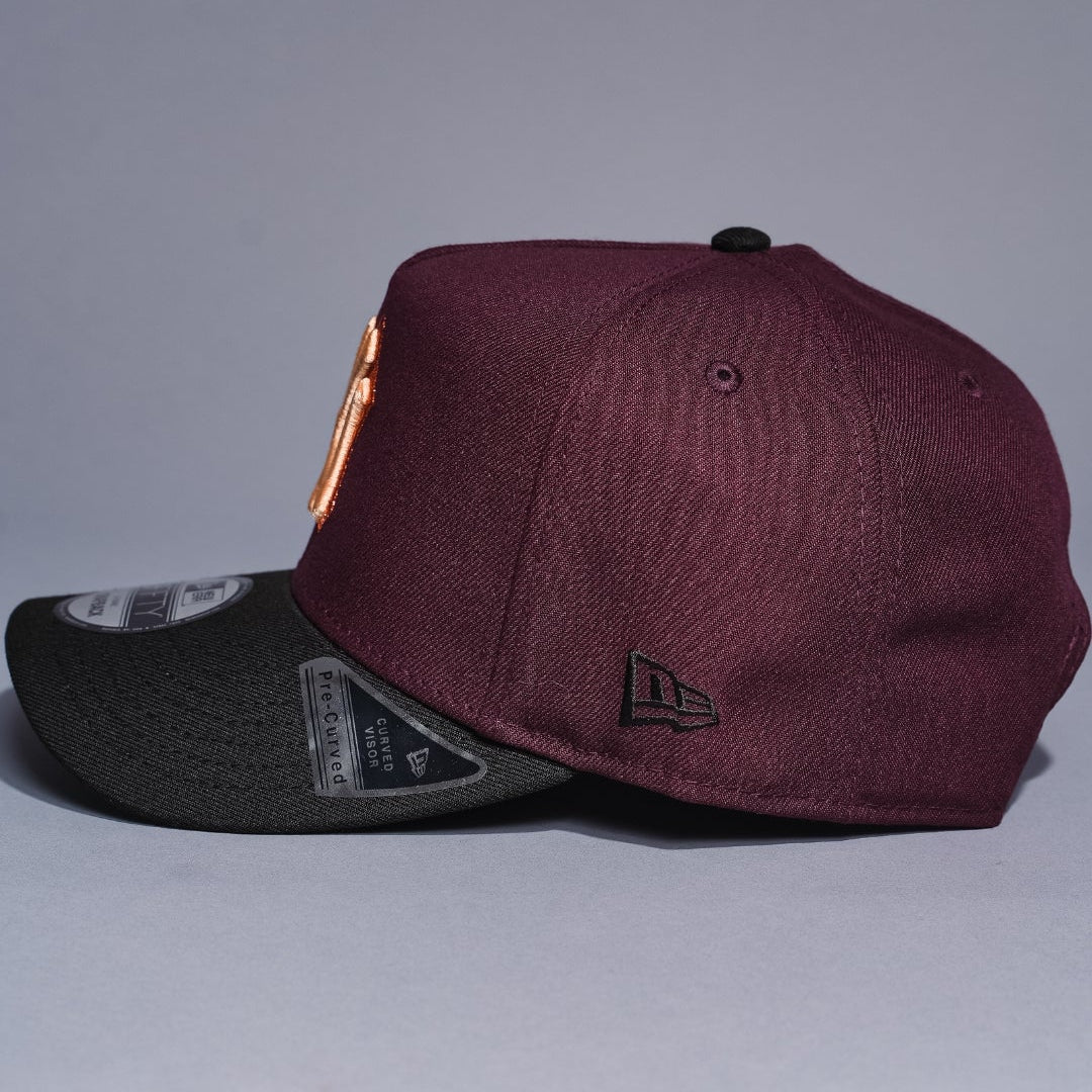 NEW ERA 9FIFTY A-FRAME BURGUNDY/BLACK NEW YORK YANKEES SNAPBACK W/ 1932 WORLD SERIES SIDE PATCH