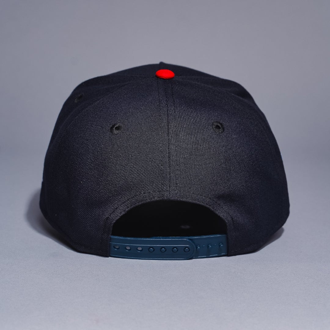 NEW ERA 9FIFTY A-FRAME DARK NAVY/RED LOS ANGELES DODGERS SNAPBACK W/ WORLD SERIES CHAMPIONS SIDE PATCH