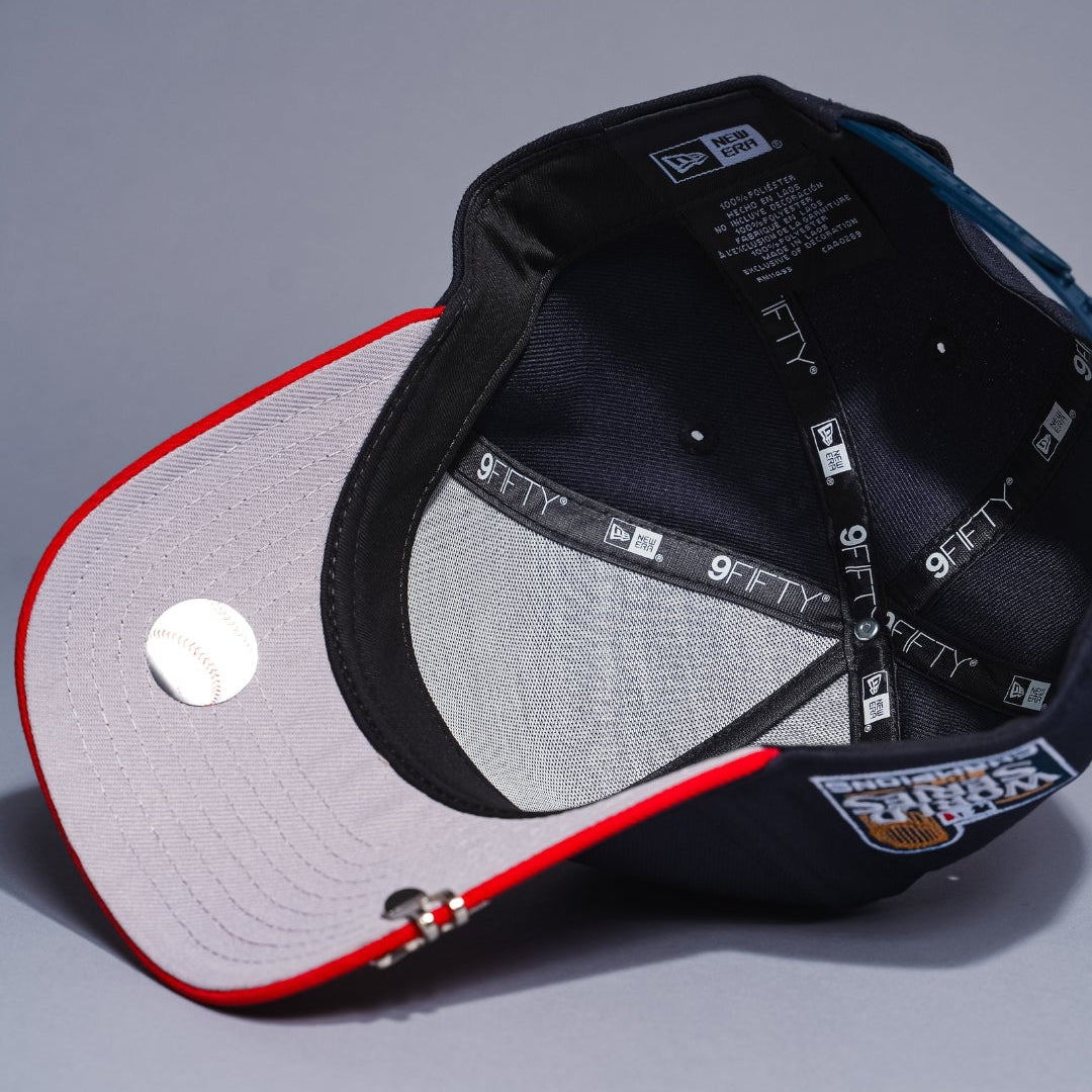 NEW ERA 9FIFTY A-FRAME DARK NAVY/RED LOS ANGELES DODGERS SNAPBACK W/ WORLD SERIES CHAMPIONS SIDE PATCH