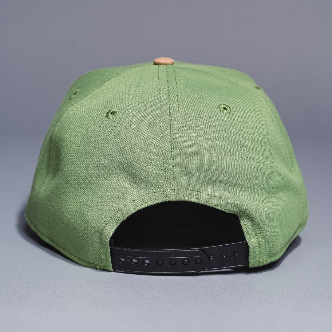 NEW ERA 9FIFTY A-FRAME LIGHT GREEN/BLACK ATLANTA BRAVES SNAPBACK W/ ANNIVERSARY SIDE PATCH