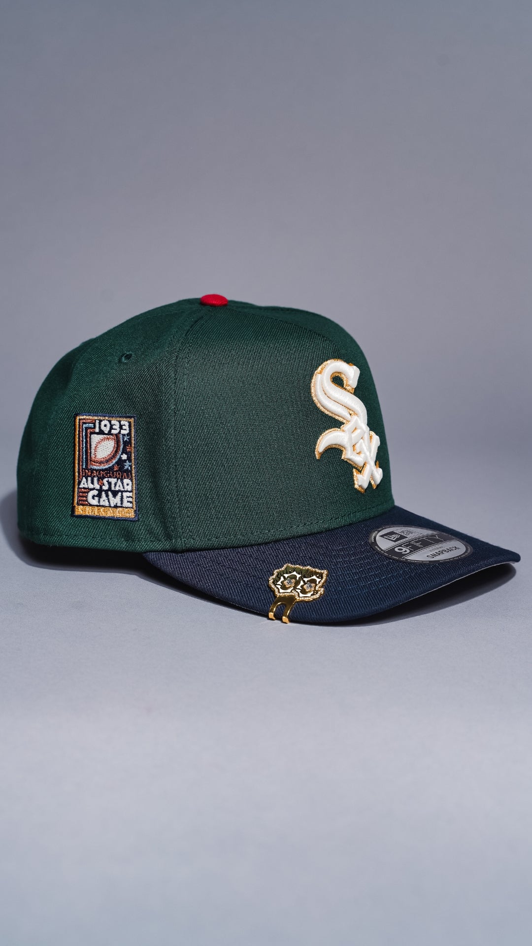NEW ERA 9FIFTY A-FRAME FOREST GREEN/NAVY CHICAGO WHITE SOX SNAPBACK W/ ALL STAR GAME SIDE PATCH
