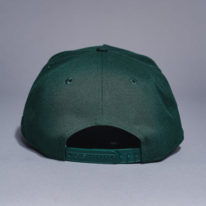 NEW ERA 9FIFTY A-FRAME FOREST GREEN LOS ANGELES DODGERS SNAPBACK W/ HEART + WORLD SERIES CHAMPIONS SIDE PATCH