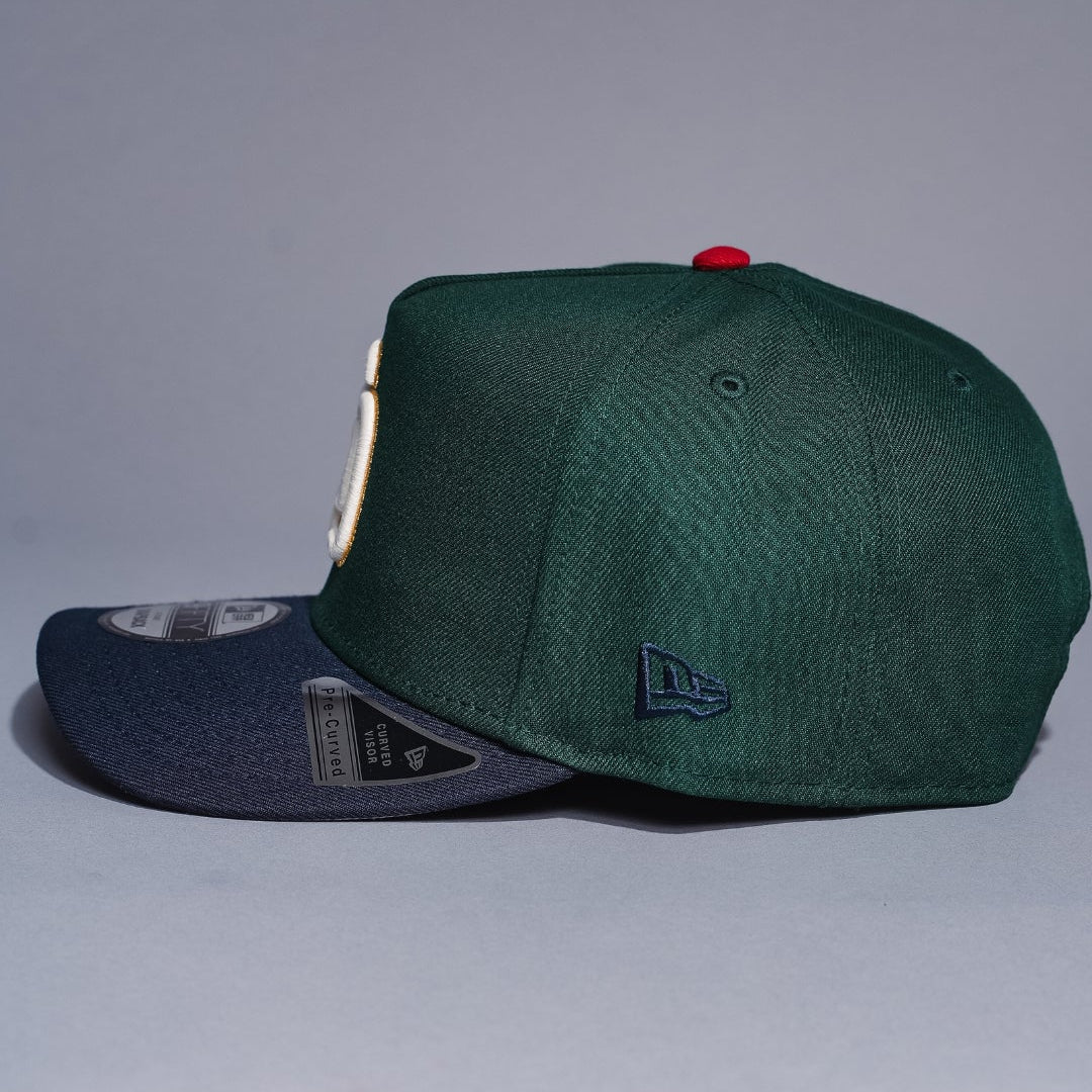 NEW ERA 9FIFTY A-FRAME FOREST GREEN/NAVY SAN DIEGO PADRES SNAPBACK W/ 40TH ANNIVERSARY SIDE PATCH