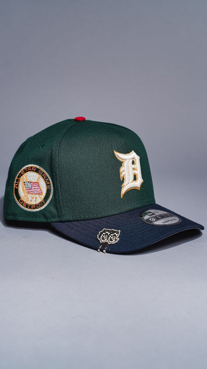 NEW ERA 9FIFTY A-FRAME FOREST GREEN/NAVY DETROIT TIGERS SNAPBACK W/ ALL STAR GAME SIDE PATCH