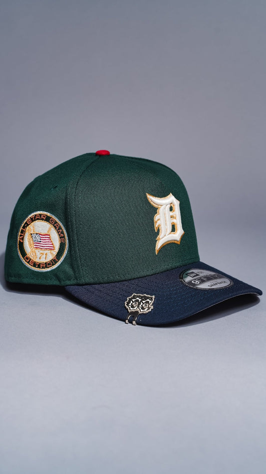 NEW ERA 9FIFTY A-FRAME FOREST GREEN/NAVY DETROIT TIGERS SNAPBACK W/ ALL STAR GAME SIDE PATCH