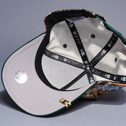 NEW ERA 9FIFTY A-FRAME REALTREE/GREEN LOS ANGELES DODGERS SNAPBACK W/ WORLD SERIES CHAMPIONS SIDE PATCH