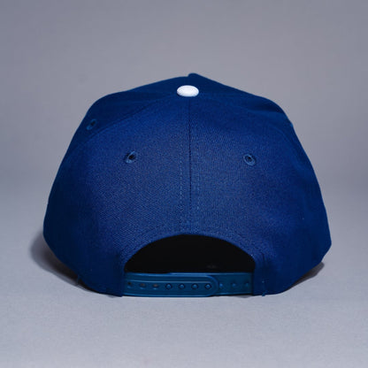 NEW ERA 9FIFTY A-FRAME BLUE UPSIDE DOWN LOS ANGELES DODGERS SNAPBACK W/ 60TH ANNIVERSARY SIDE PATCH