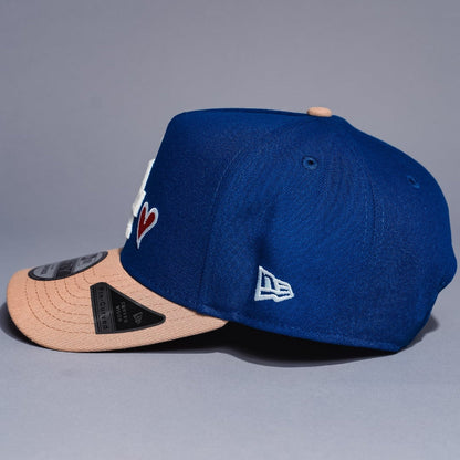 NEW ERA 9FIFTY A-FRAME DARK BLUE/BEIGE LOS ANGELES DODGERS W/ HEART + FIRST WORLD SERIES SIDE PATCH
