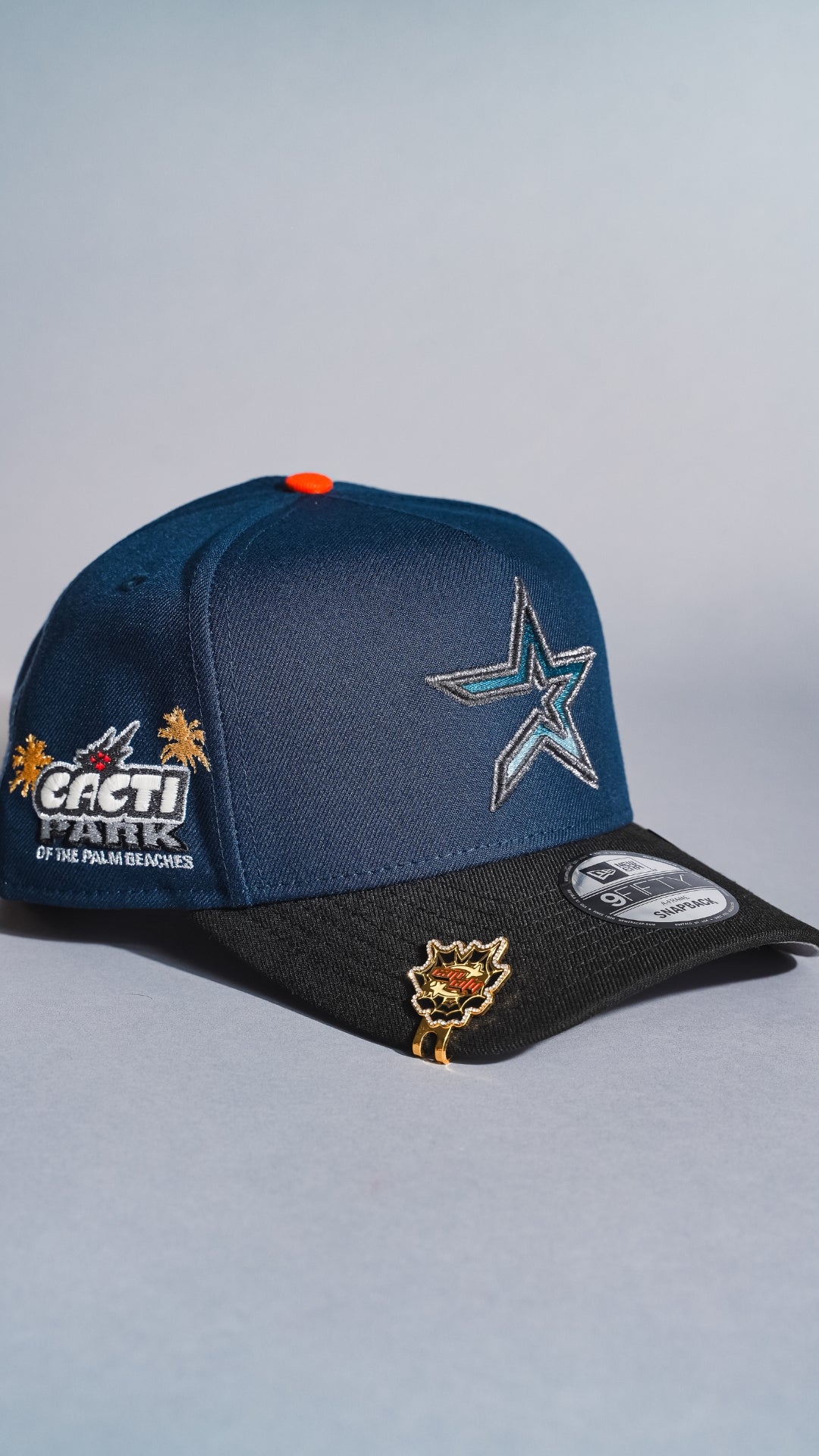 NEW ERA 9FIFTY A-FRAME NAVY/BLACK HOUSTON ASTROS SNAPBACK W/ CACTI PARK SIDE PATCH