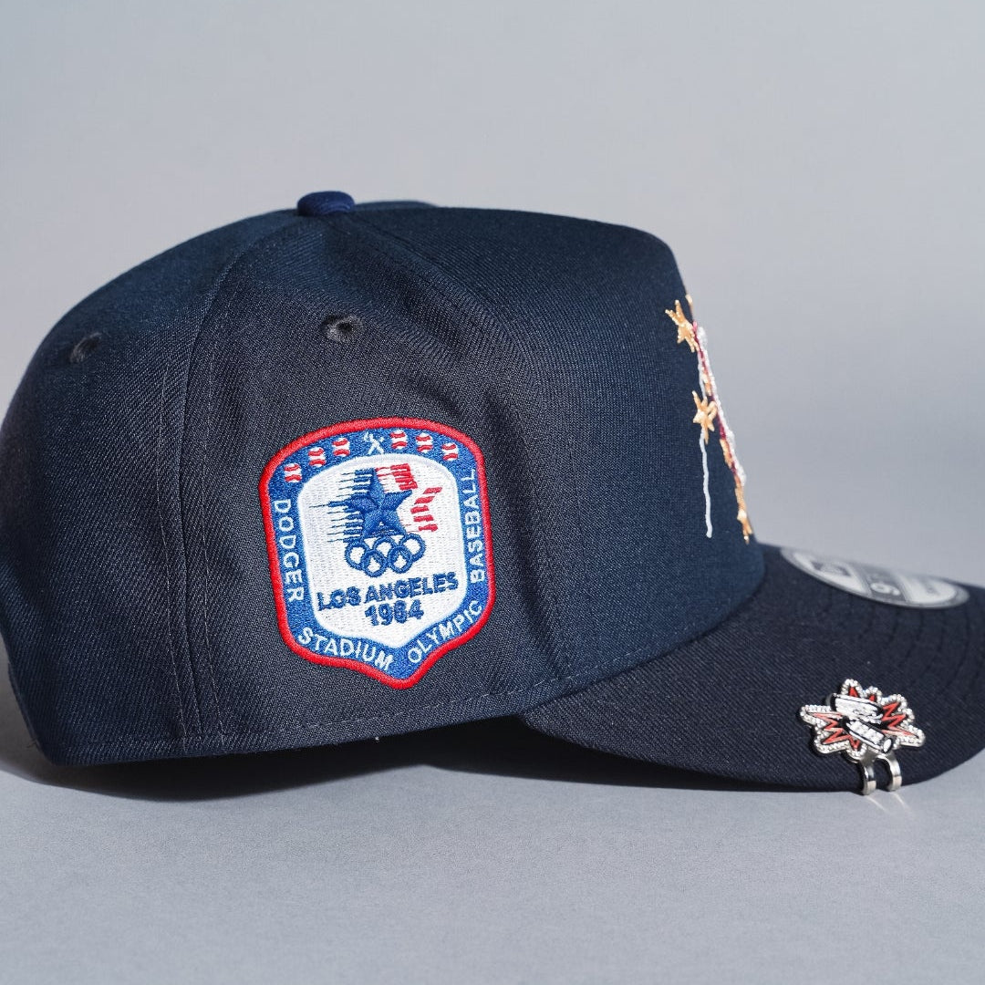 NEW ERA 9FIFTY A-FRAME DARK NAVY LOS ANGELES DODGERS SNAPBACK W/ 1984 OLYMPIC SIDE PATCH