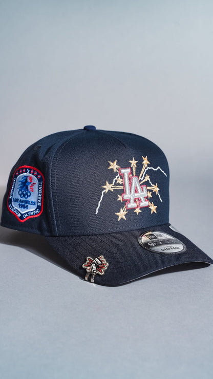 NEW ERA 9FIFTY A-FRAME DARK NAVY LOS ANGELES DODGERS SNAPBACK W/ 1984 OLYMPIC SIDE PATCH