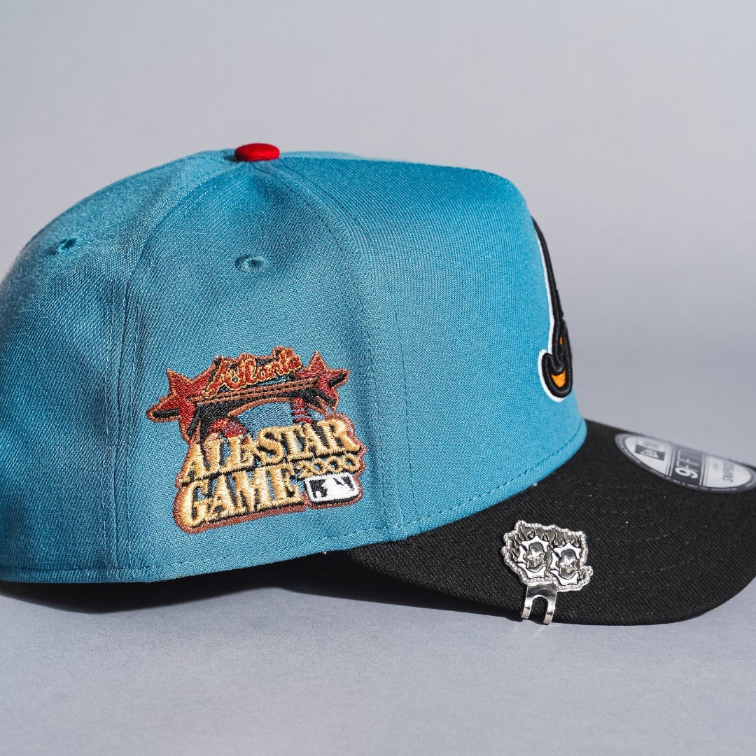 NEW ERA 9FIFTY A-FRAME SKY BLUE/BLACK ATLANTA BRAVES SNAPBACK W/ 2000 ALL STAR GAME SIDE PATCH