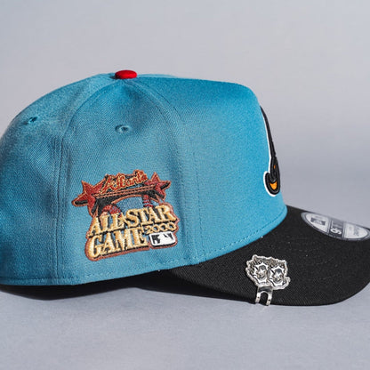 NEW ERA 9FIFTY A-FRAME SKY BLUE/BLACK ATLANTA BRAVES SNAPBACK W/ 2000 ALL STAR GAME SIDE PATCH