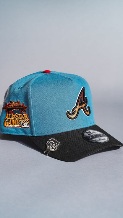 NEW ERA 9FIFTY A-FRAME SKY BLUE/BLACK ATLANTA BRAVES SNAPBACK W/ 2000 ALL STAR GAME SIDE PATCH