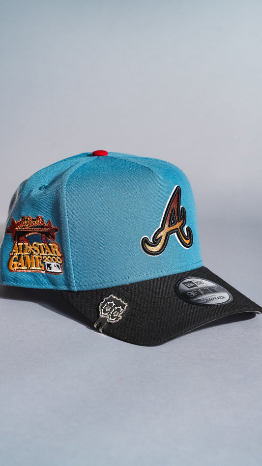 NEW ERA 9FIFTY A-FRAME SKY BLUE/BLACK ATLANTA BRAVES SNAPBACK W/ 2000 ALL STAR GAME SIDE PATCH